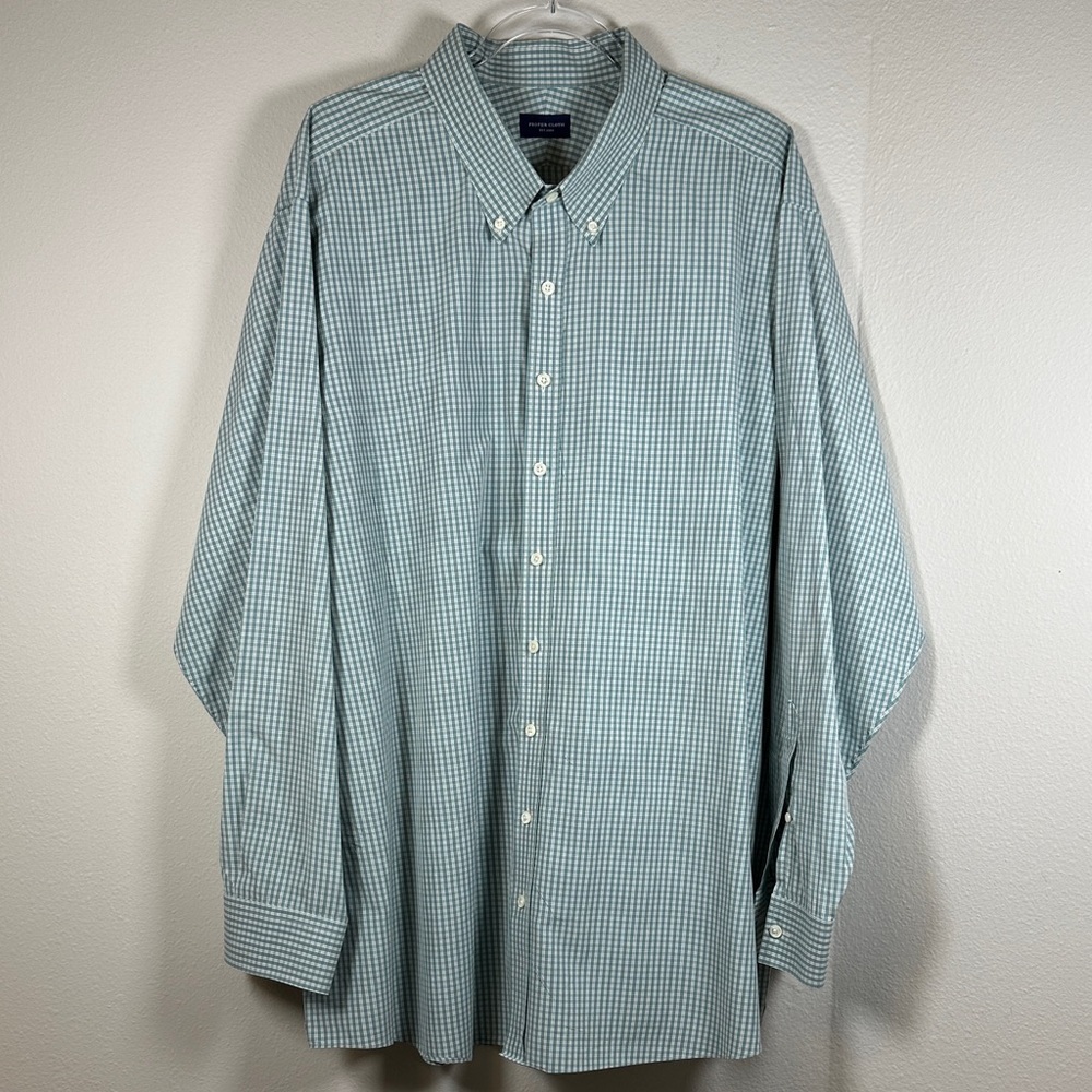 Proper Cloth Green Check Plaid Button Down Dress Shirt Men’s 19/37 Custom Fit